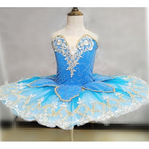 Children Pink blue professional tutu skirt ballerina ballet dance dresses for kids puffy skirt sleeping beauty flower fairy competition princess dresses